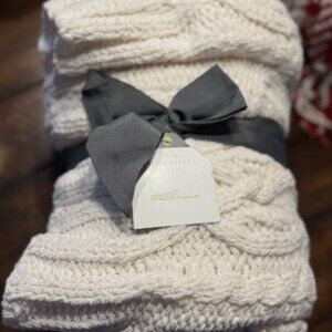 NEW Target Threshold Cable Knit Throw Blanket 50x60” | Beige Neutral Chenille